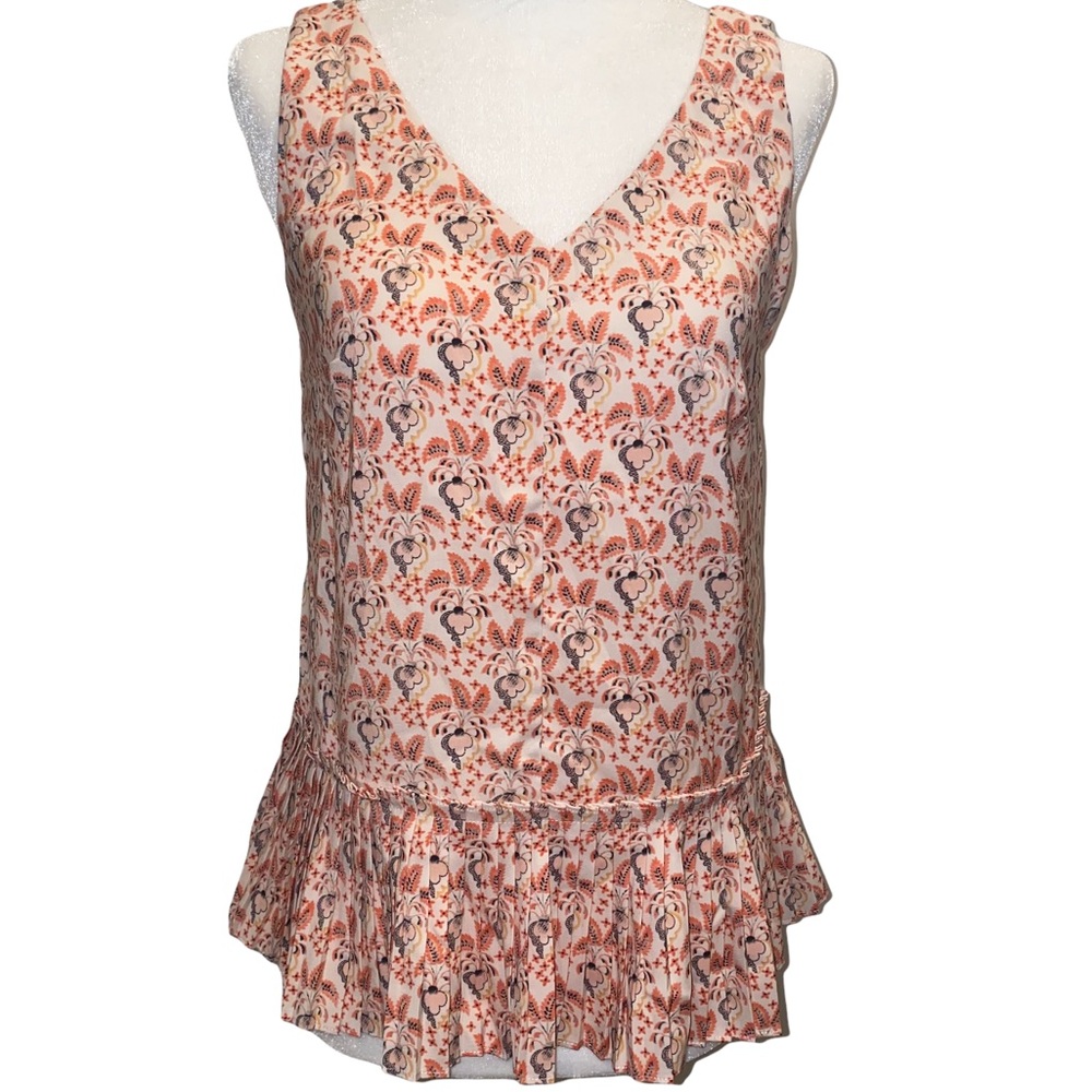 Catherine Malandrino Peach/Orange Ruffle Hem Tank Top S